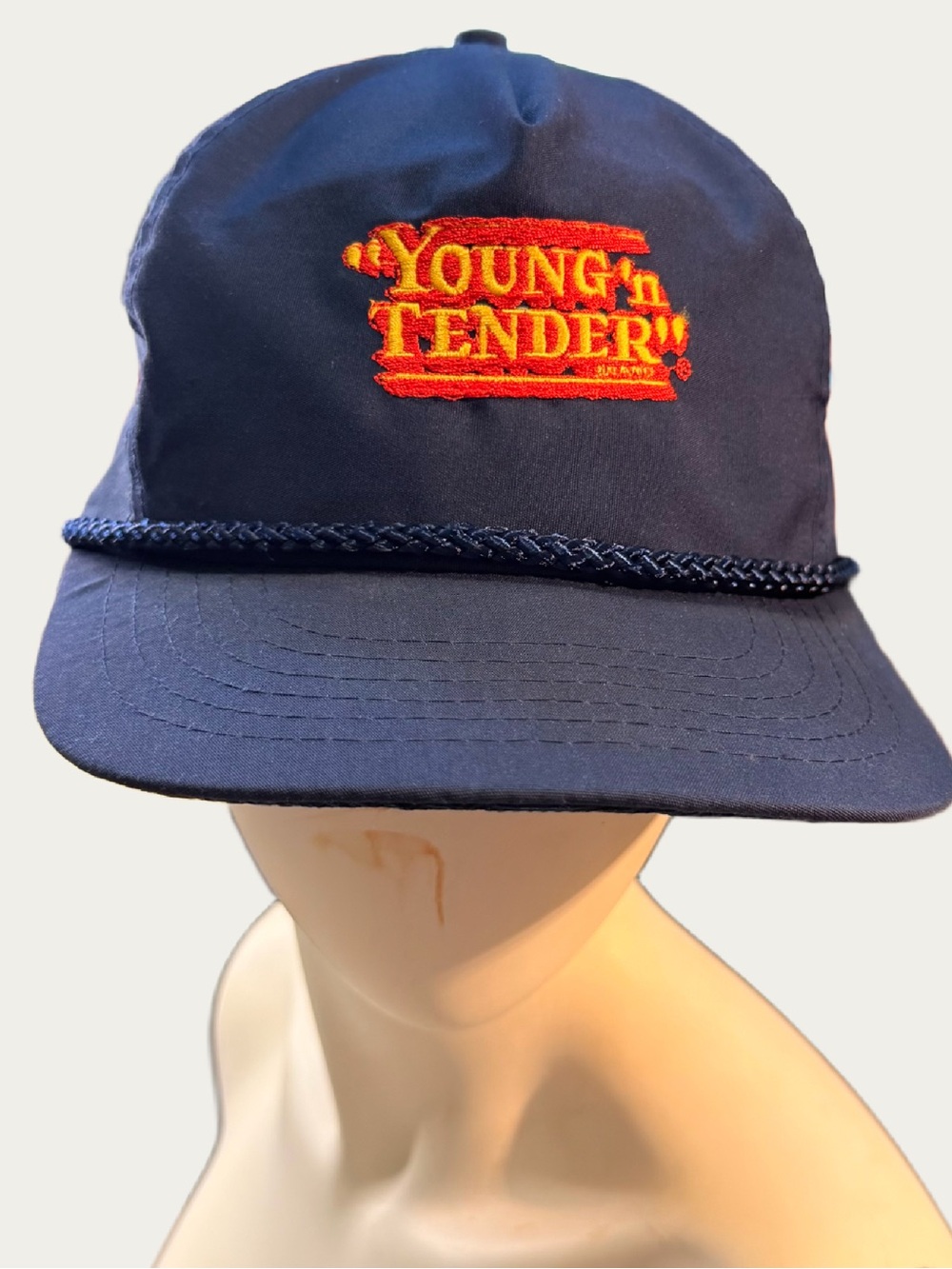 Navy Cap with Orange "Young'n Tender" Embroidered Logo